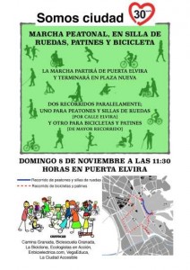 Cartel de la Marcha a pie, en silla de ruedas, patines y bicicleta 'Somos Ciudad'